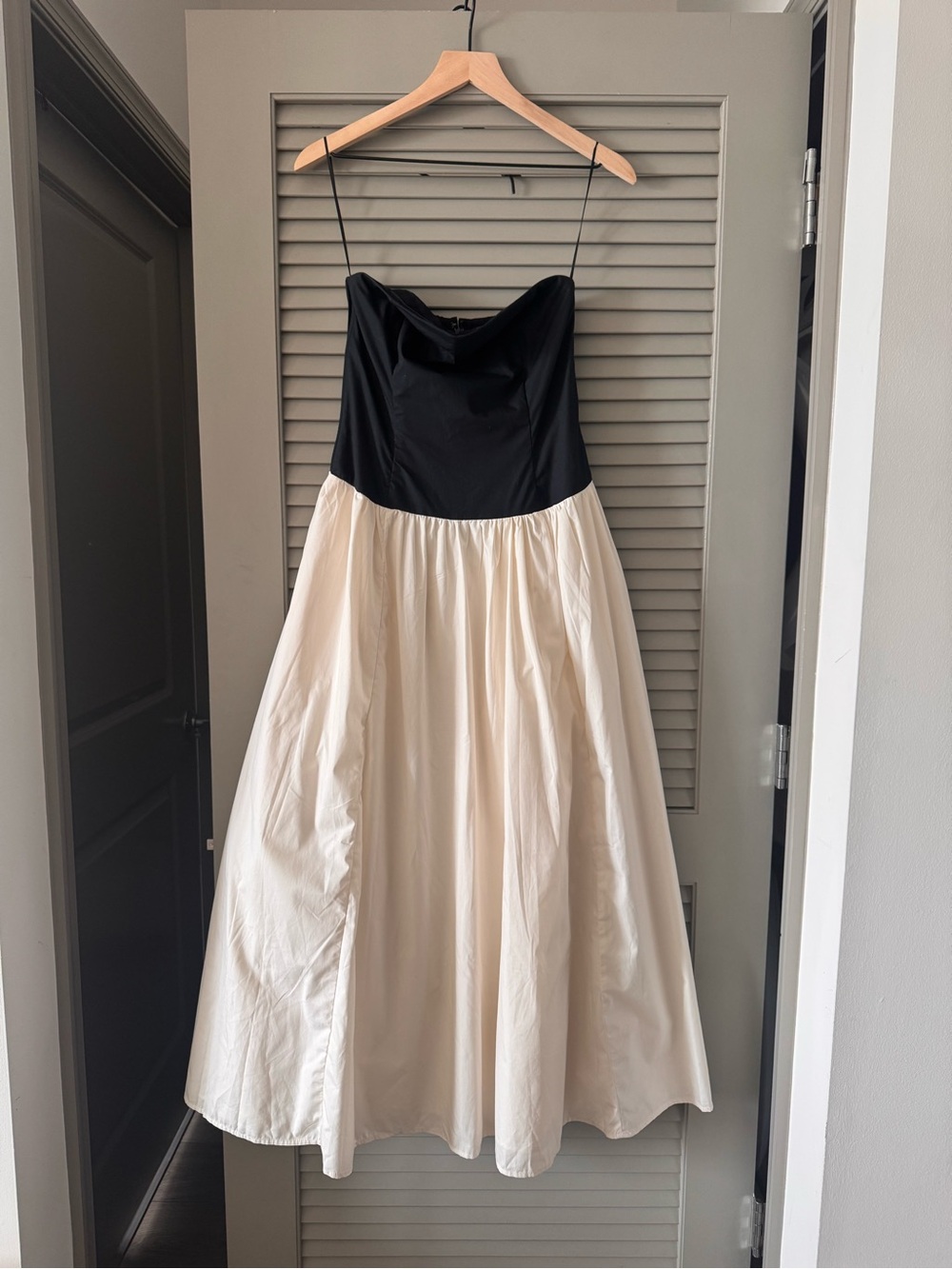 Abercrombie & Fitch | Black & Beige Contrast Chic Strapless Dress w/ Pockets S - Picture 3 of 8